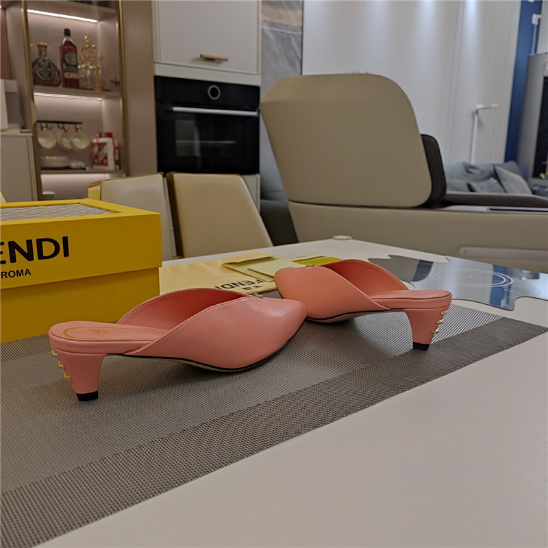 F**di ffold low-heeled mule pumps pink leather
