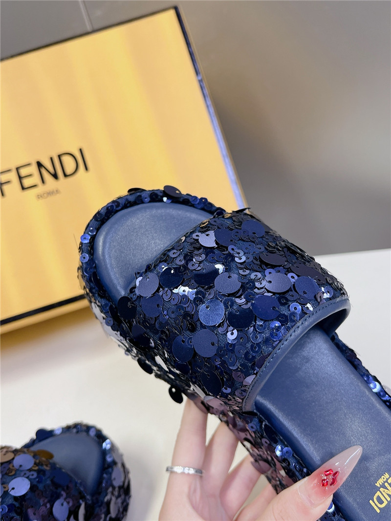 F**di navy glitter platform slides