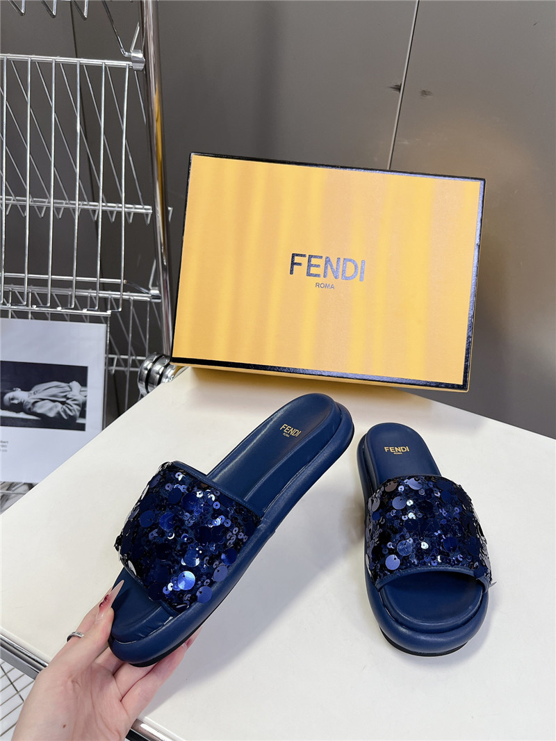 F**di navy glitter rubber sole slides