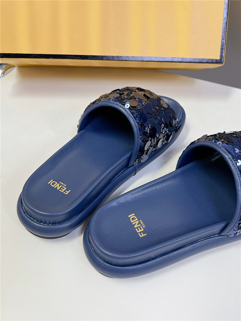 F**di navy glitter rubber sole slides