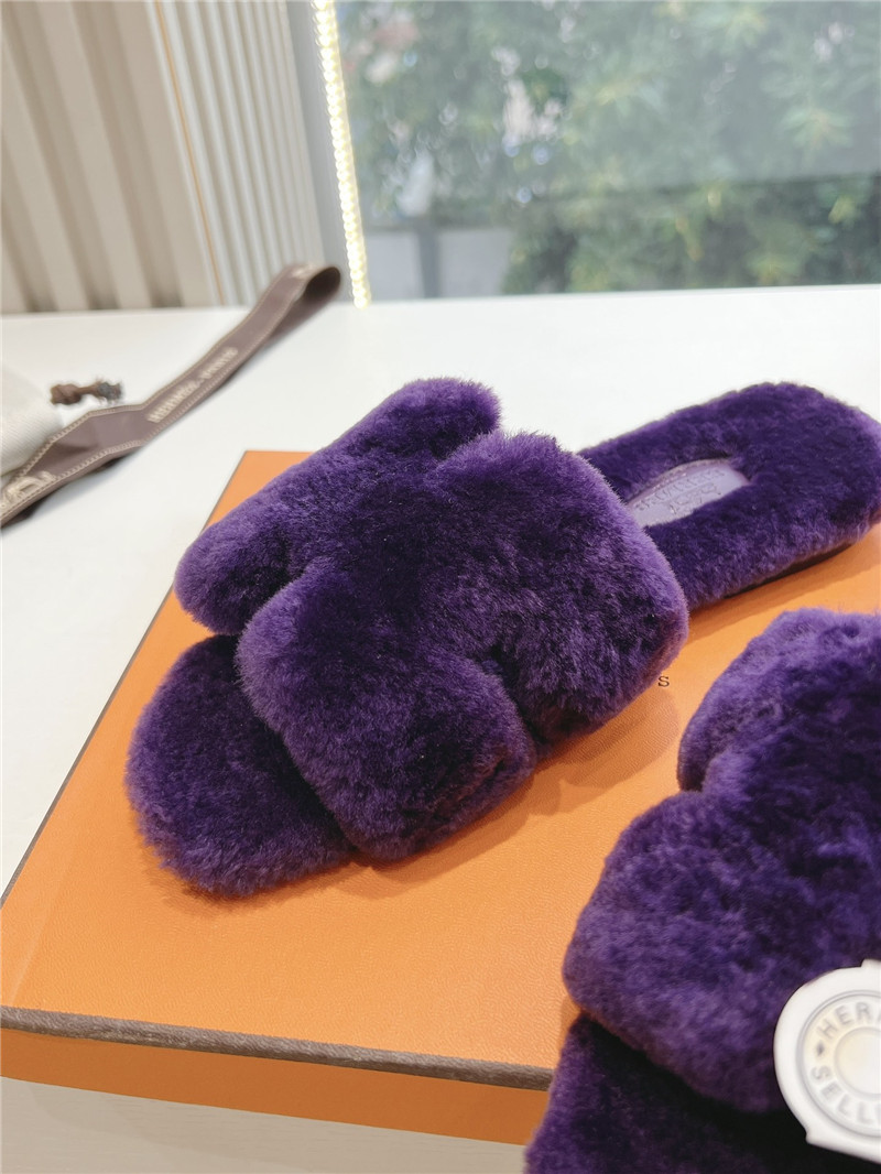 H**me5 shearling h cut-out izmir sandal purple