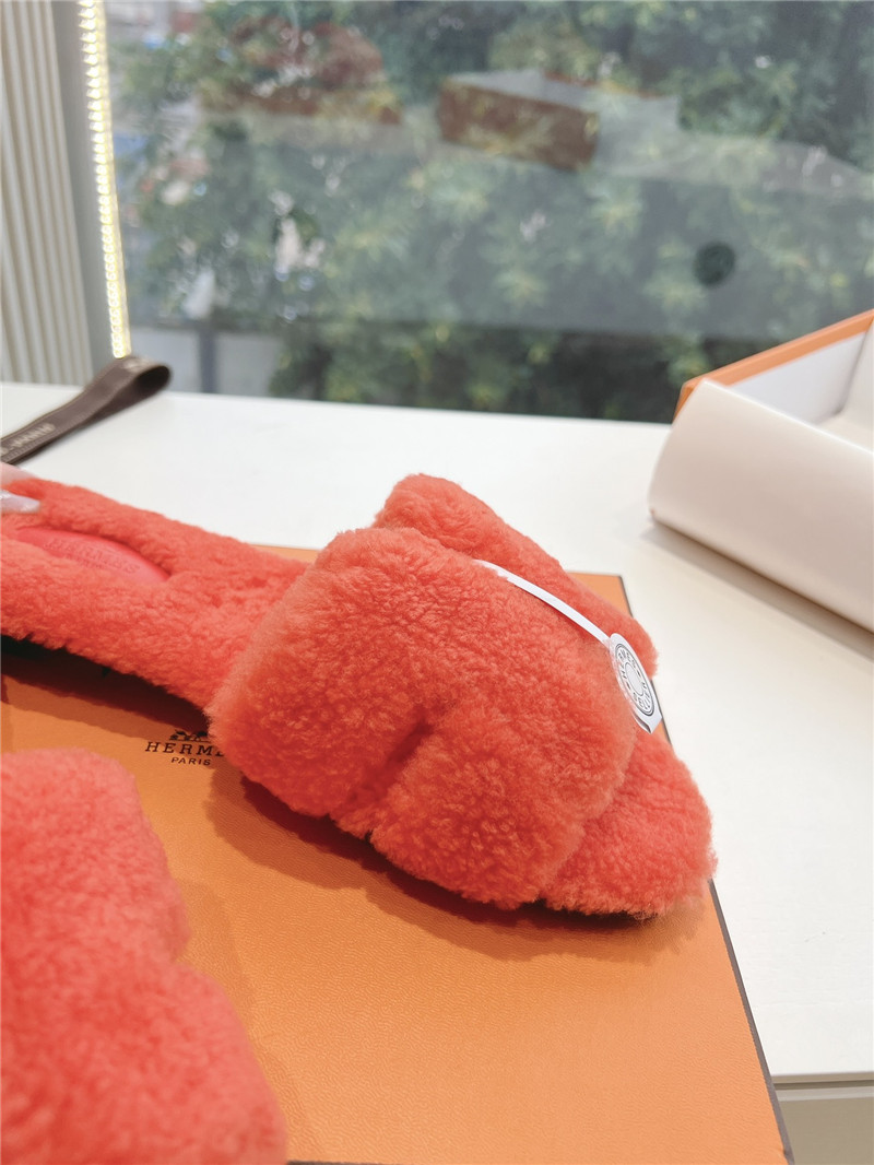 H**me5 shearling h cut-out izmir sandals in orange