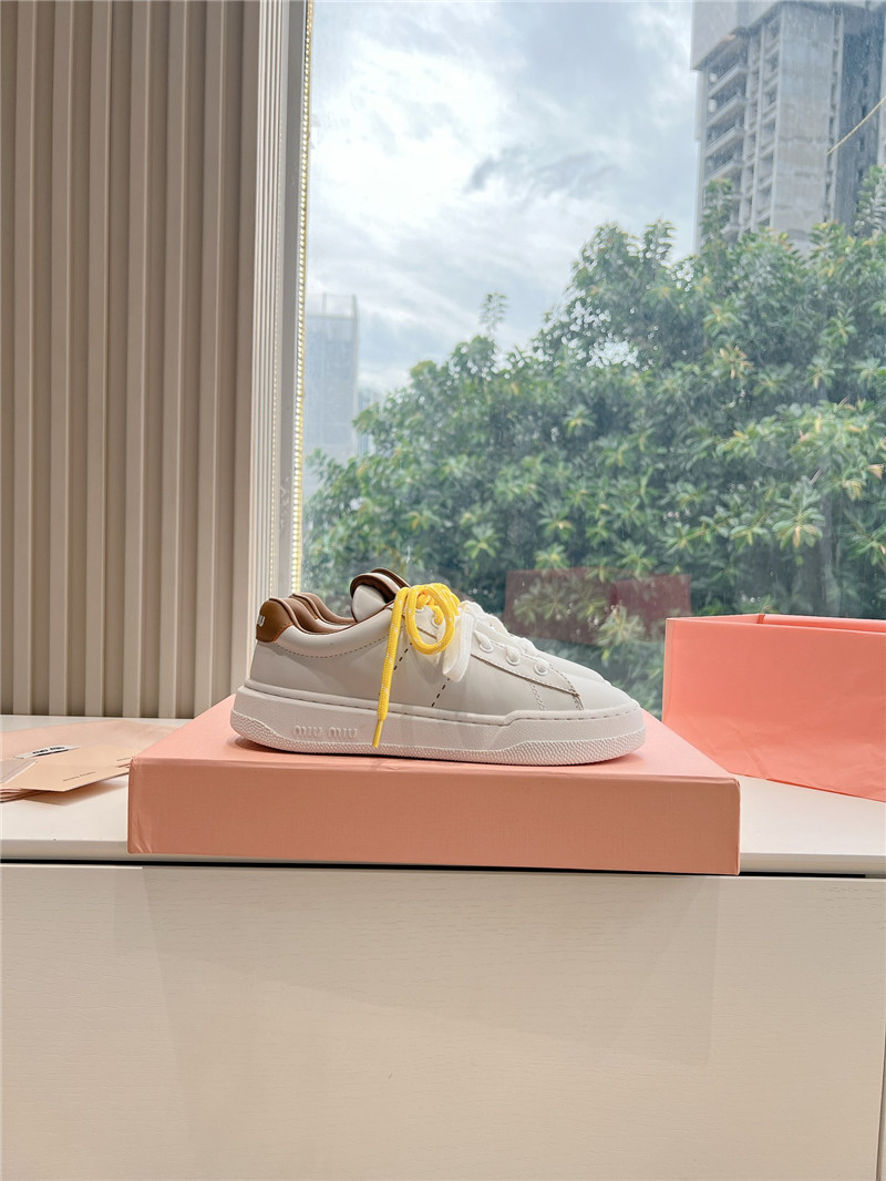 Miu Miu White Lace Up Low Top Sneakers