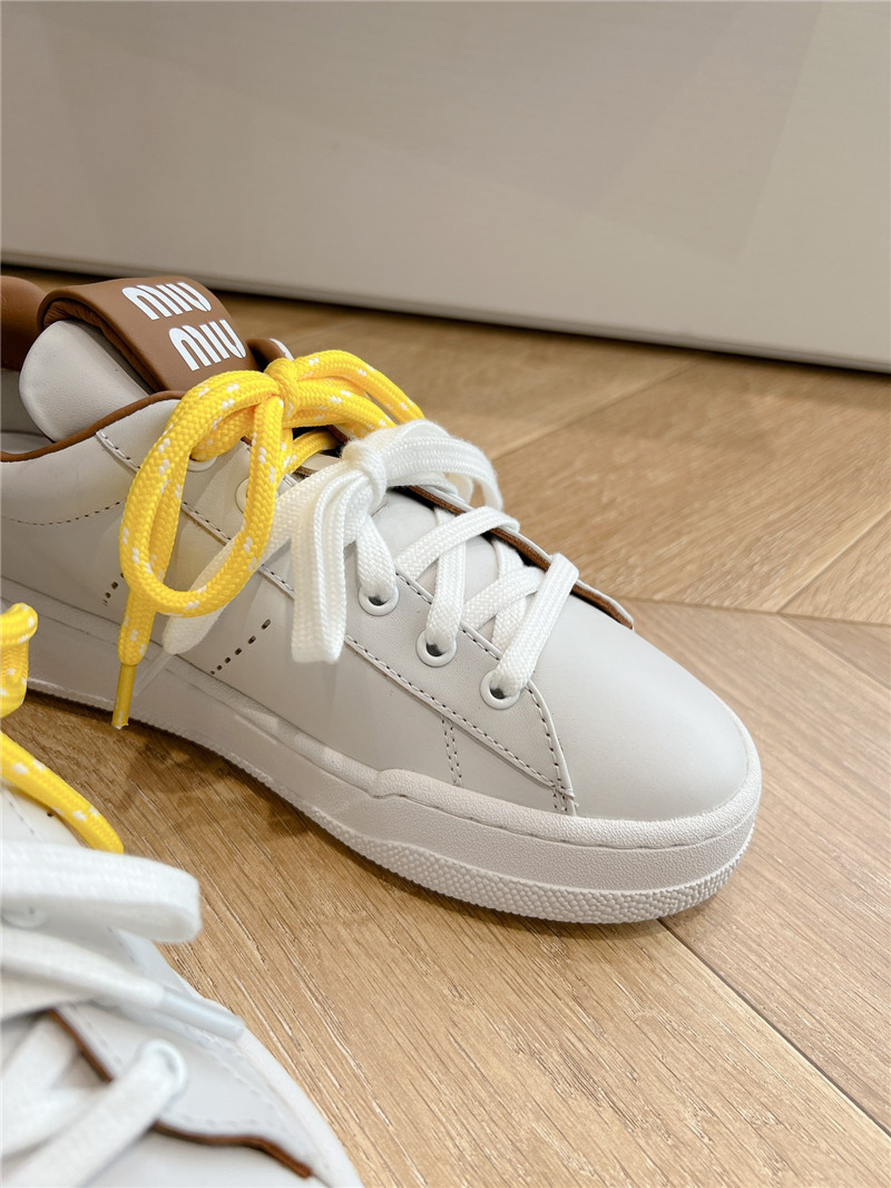 Miu Miu White Lace Up Low Top Sneakers