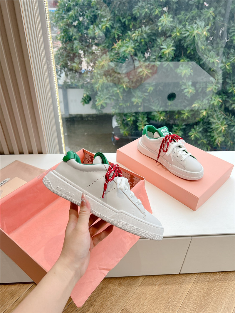 Miu Miu Green Lace Up Low Top Sneakers