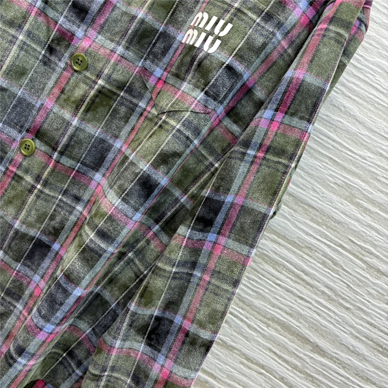 M1um1u letter dotted plaid shirt jacket replica clothes