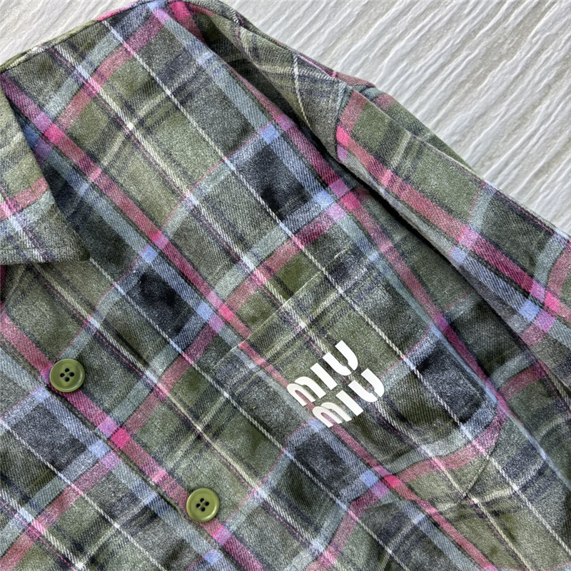M1um1u letter dotted plaid shirt jacket replica clothes