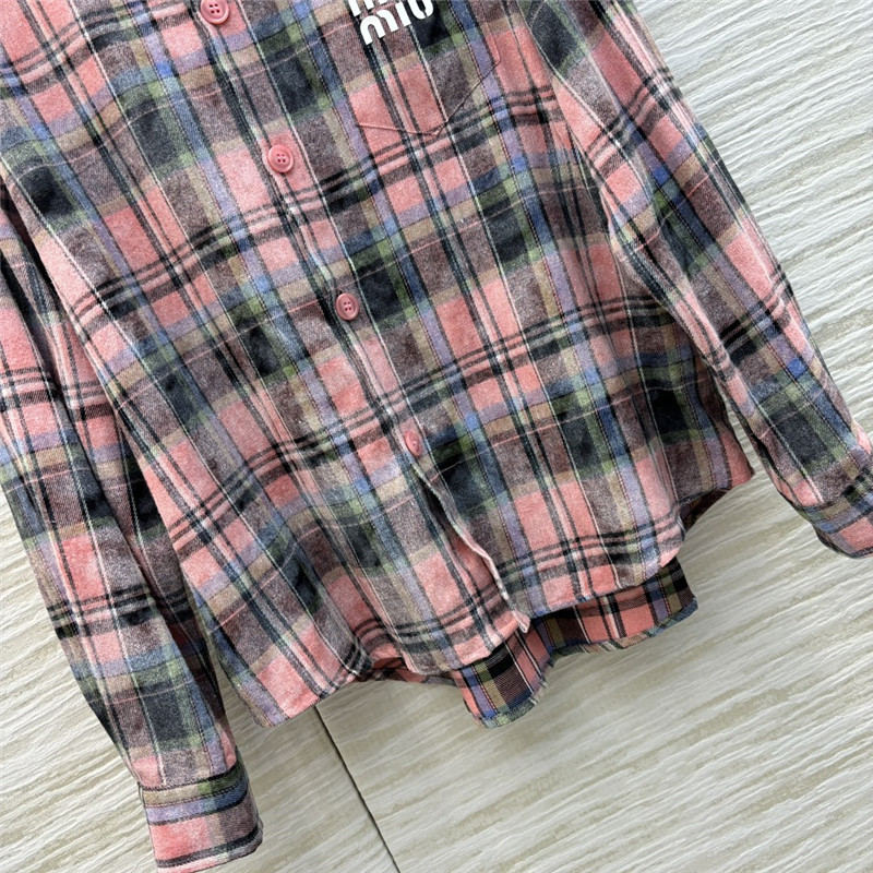 M1um1u letter dotted plaid shirt jacket replica clothes