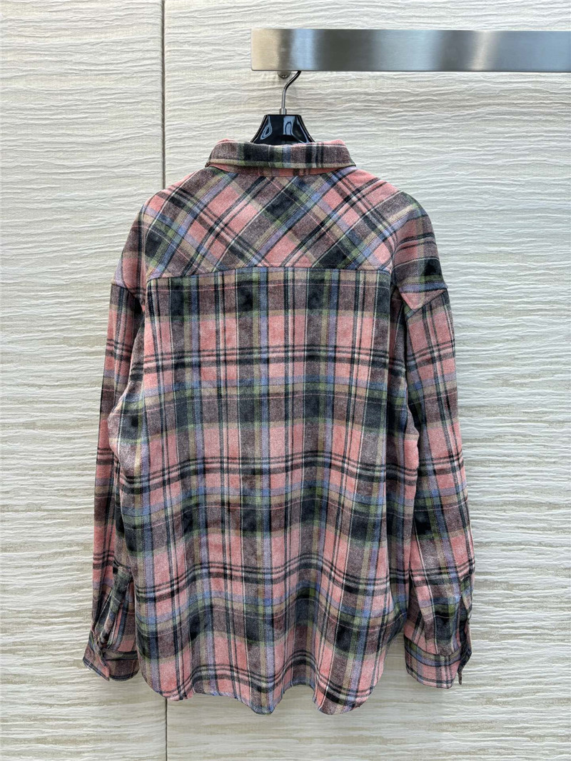 M1um1u letter dotted plaid shirt jacket replica clothes