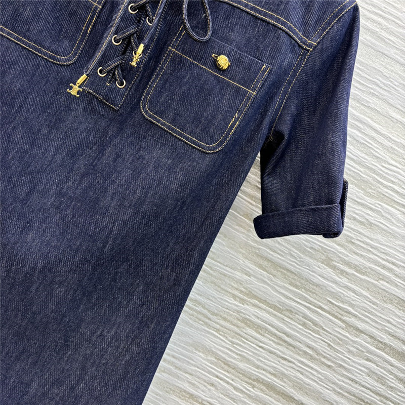 Ce1i*e short sleeve denim dress replica clothing sites