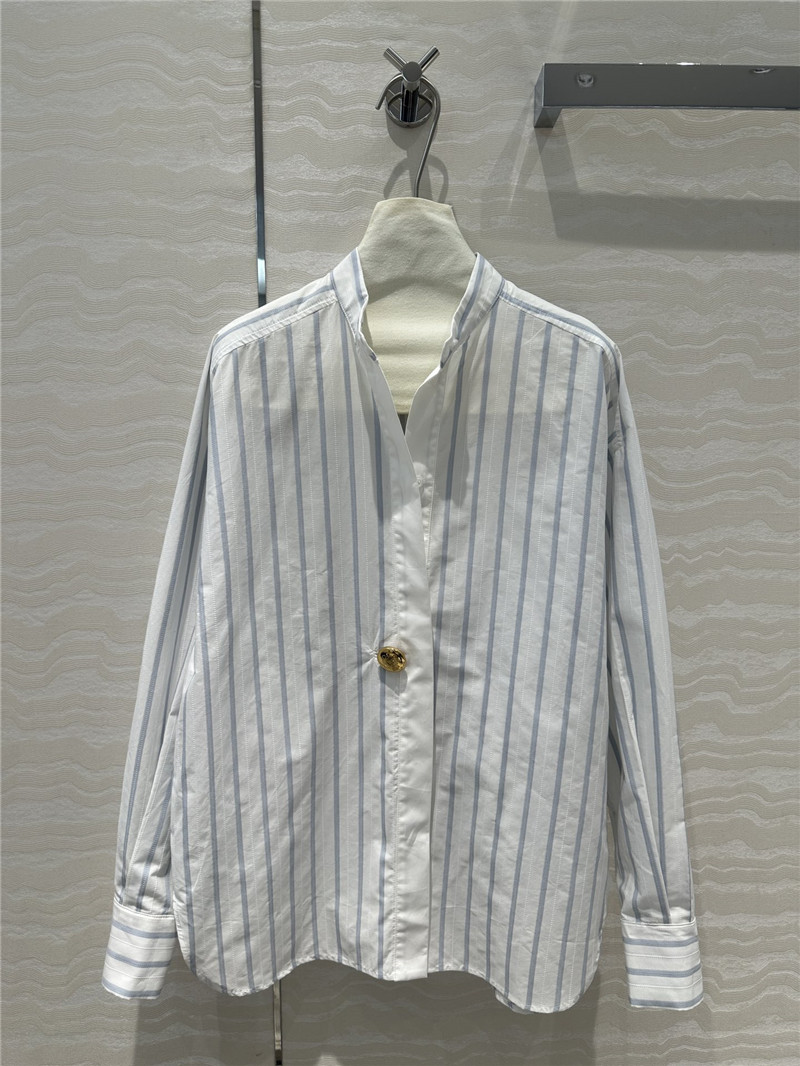 L0ew* metal button decorative striped large shirt replica clothes