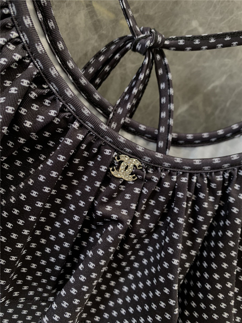 Ch**el logo polka dot ruffle long sleeve top replica clothes