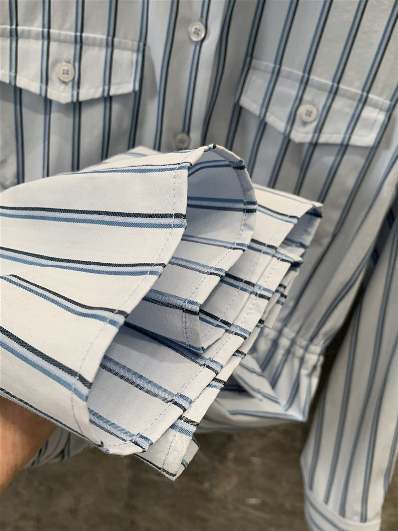 Pra*a striped multi-pocket mid-length shirt dress replicas clothes