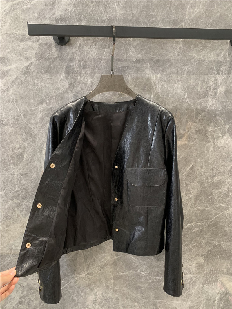 Ch**el sheep patent leather jacket replica d&g clothing