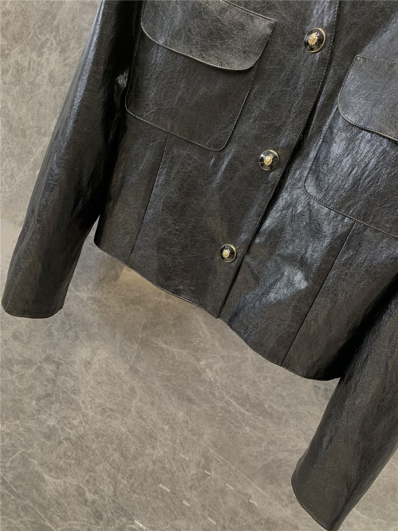 Ch**el sheep patent leather jacket replica d&g clothing