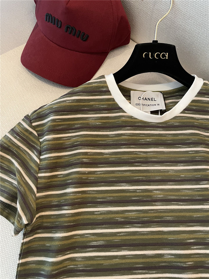 Ch**el striped short sleeve cheap replica designer clothes