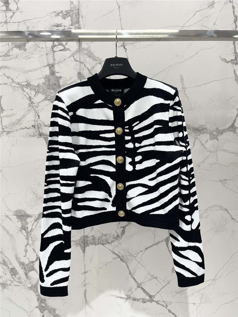 Balmain color block shoulder pad cardigan replica clothing sites