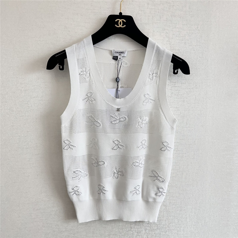 Ch**el bow rhinestone vest replica d&g clothing