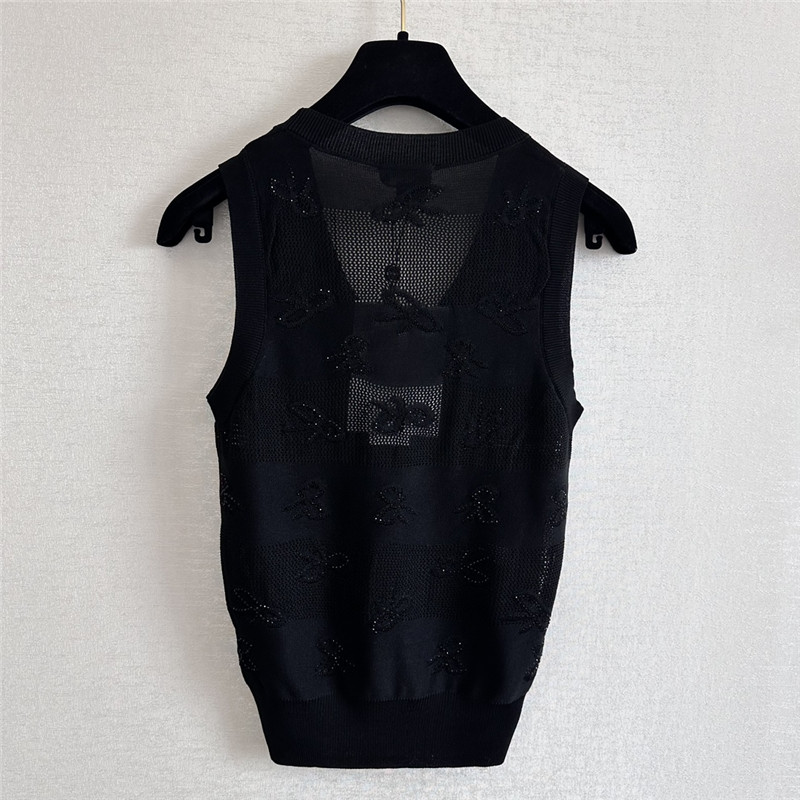 Ch**el bow rhinestone vest replica d&g clothing