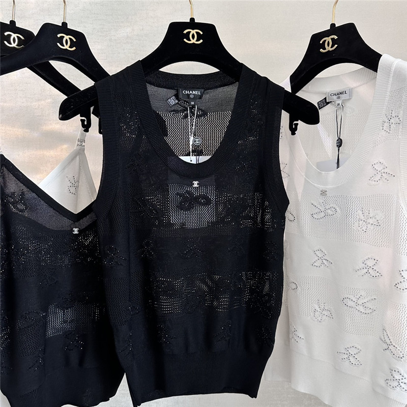 Ch**el bow rhinestone vest replica d&g clothing
