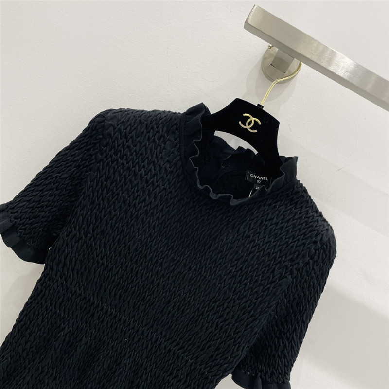 Ch**el geometric wave pleated short sleeves replica d&g clothing