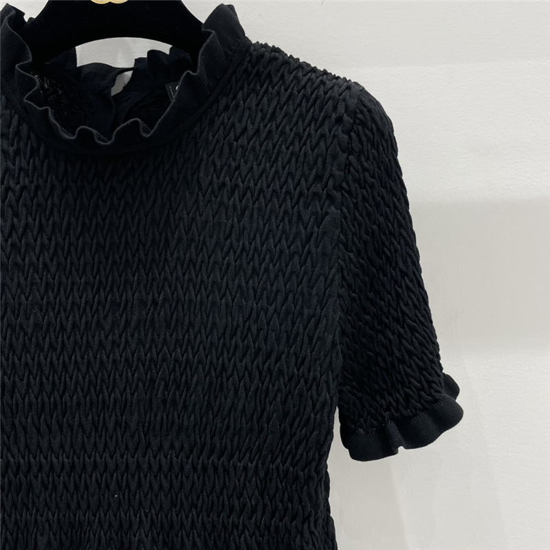 Ch**el geometric wave pleated short sleeves replica d&g clothing