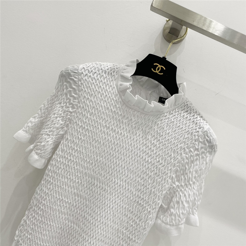 Ch**el geometric wave pleated short sleeves replica d&g clothing