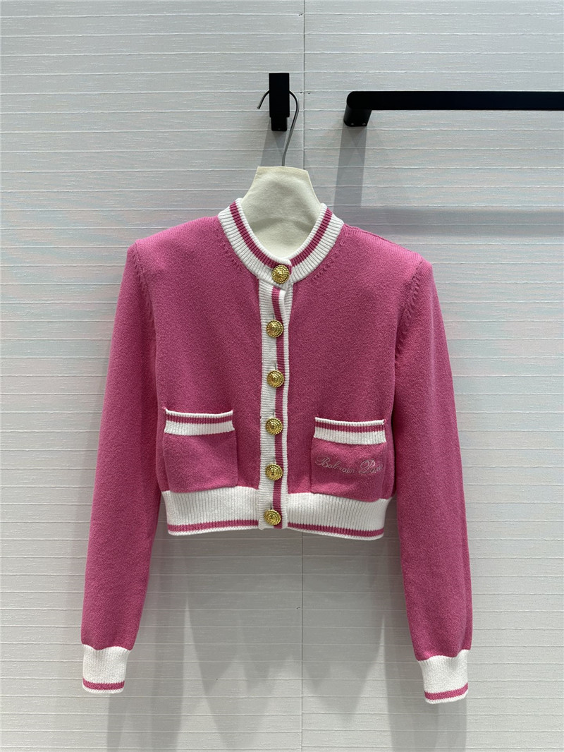 Balmain gold button knitted short cardigan replica clothes