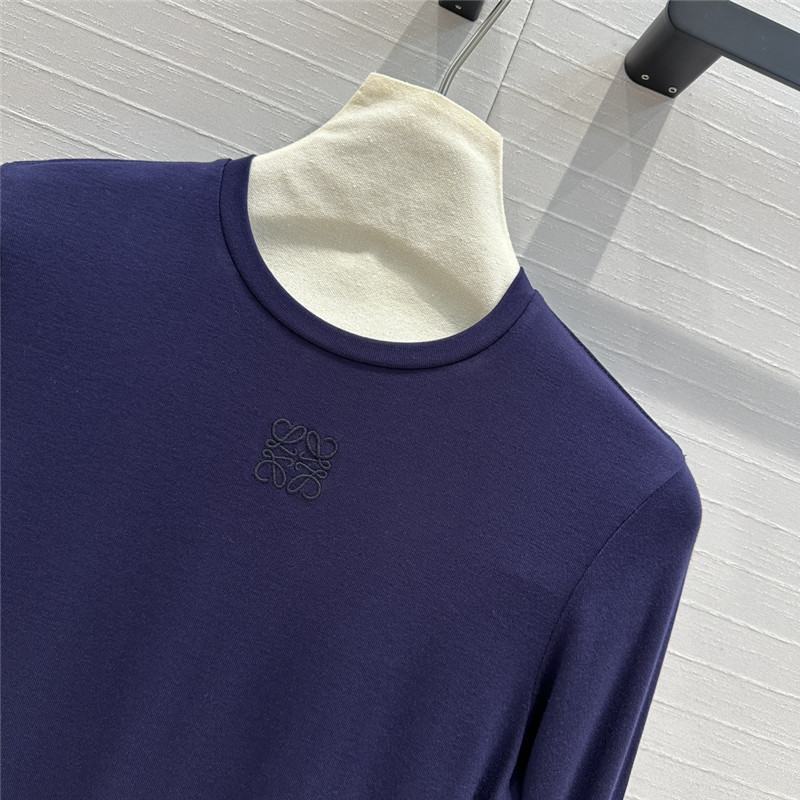L0ew* knot embroidered bottoming shirt replica clothing