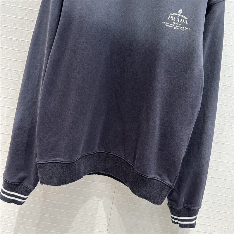 Pra*a old gradient washed round neck sweatshirt replicas clothes