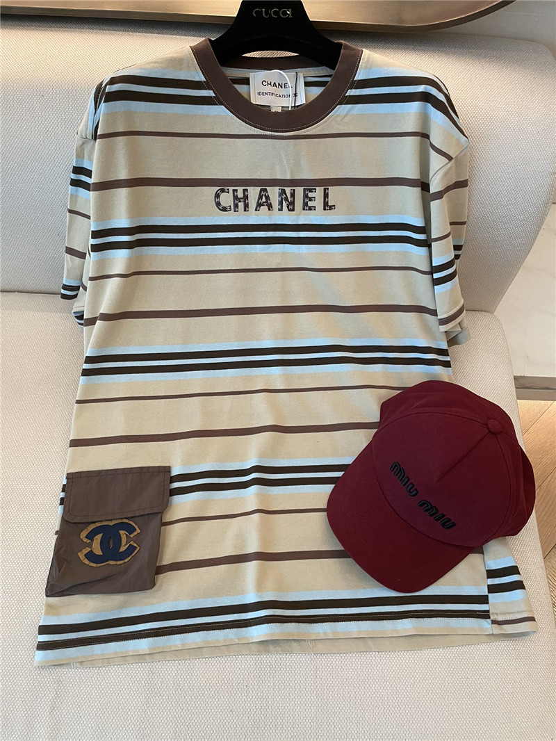 Ch**el new striped t-shirt cheap replica designer clothes
