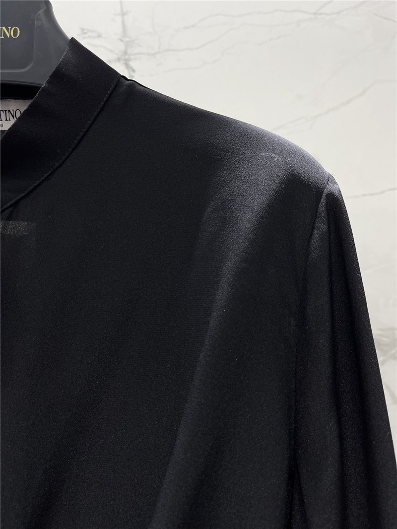 Va1e*ntin0 irregular pleated v-neck silk shirt replica d&g clothing