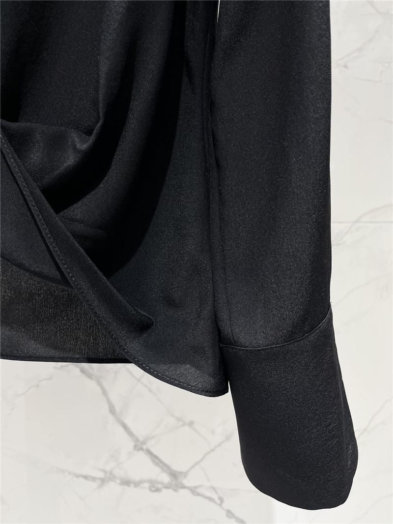 Va1e*ntin0 irregular pleated v-neck silk shirt replica d&g clothing