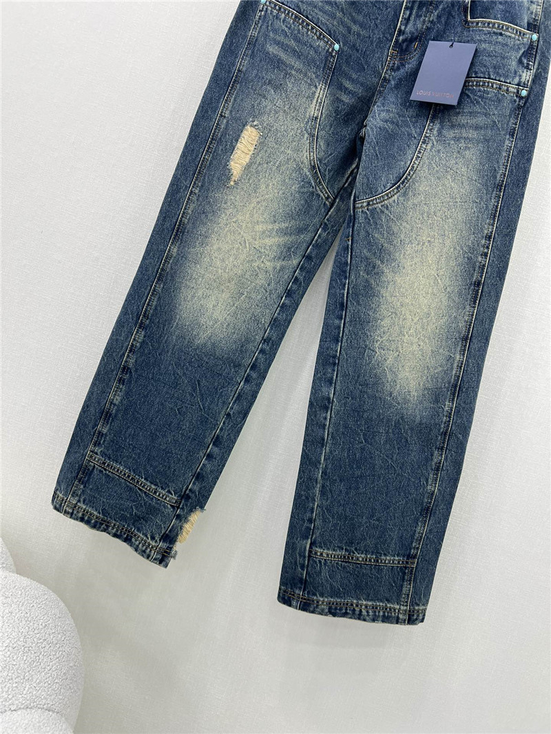 l0vis Vvtt0n lv washed color ripped straight jeans replica clothes