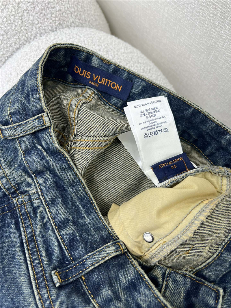 l0vis Vvtt0n lv washed color ripped straight jeans replica clothes