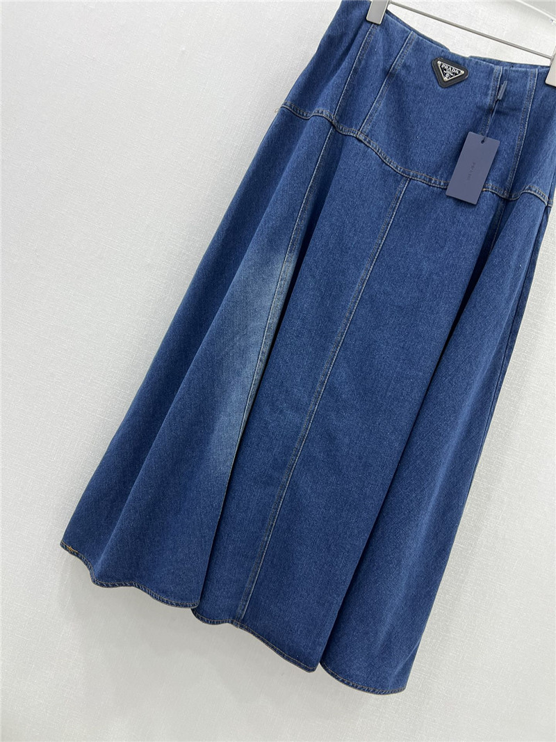 Pra*a triangle logo denim skirt replica d&g clothing