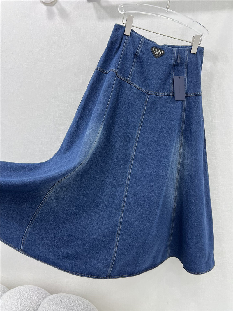 Pra*a triangle logo denim skirt replica d&g clothing