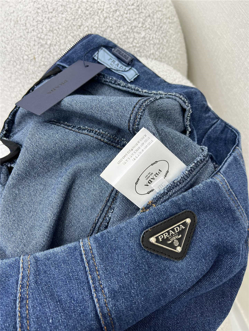 Pra*a triangle logo denim skirt replica d&g clothing
