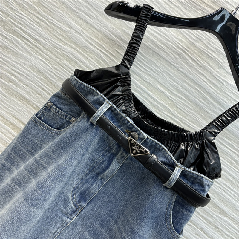Pra*a fake two piece denim dress replica clothes