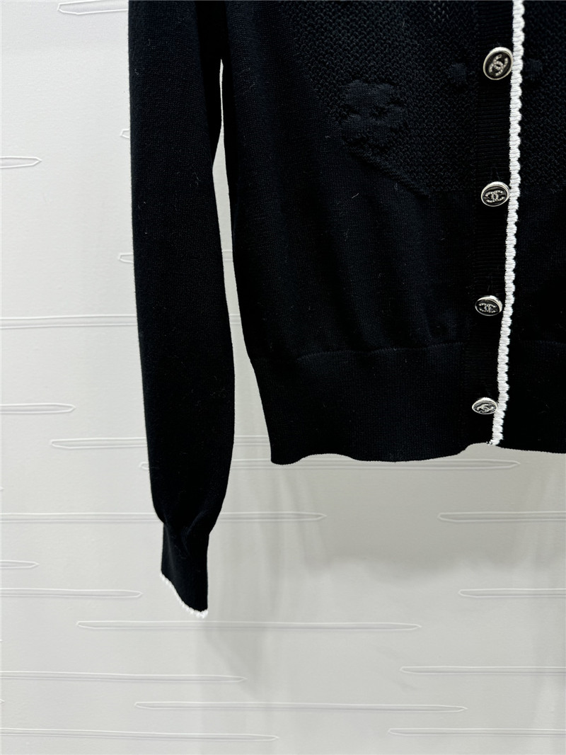 Ch**el jacquard knitted v-neck cardigan replica clothes