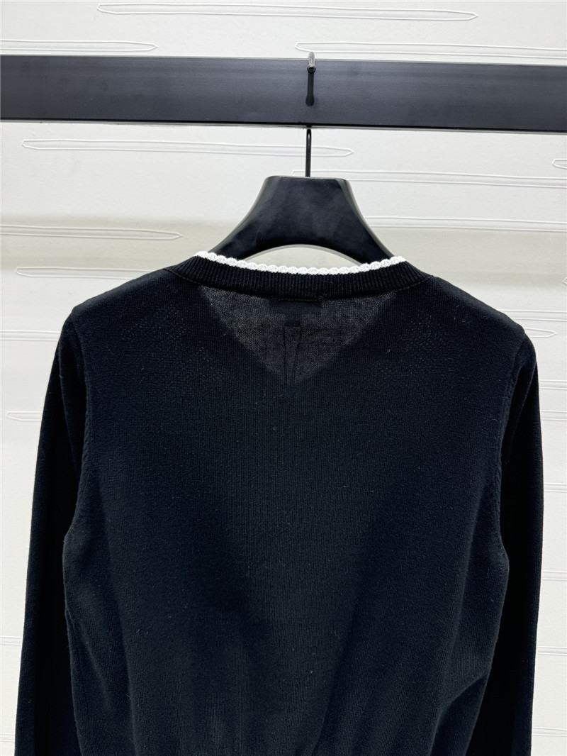 Ch**el jacquard knitted v-neck cardigan replica clothes