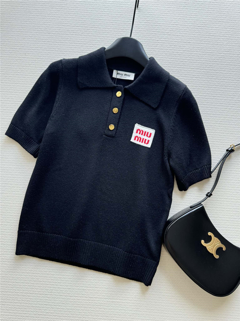 M1um1u polo knit short sleeve replica d&g clothing