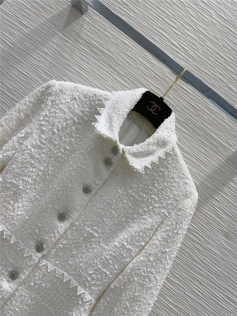 Ch**el long tweed coat replica designer clothes