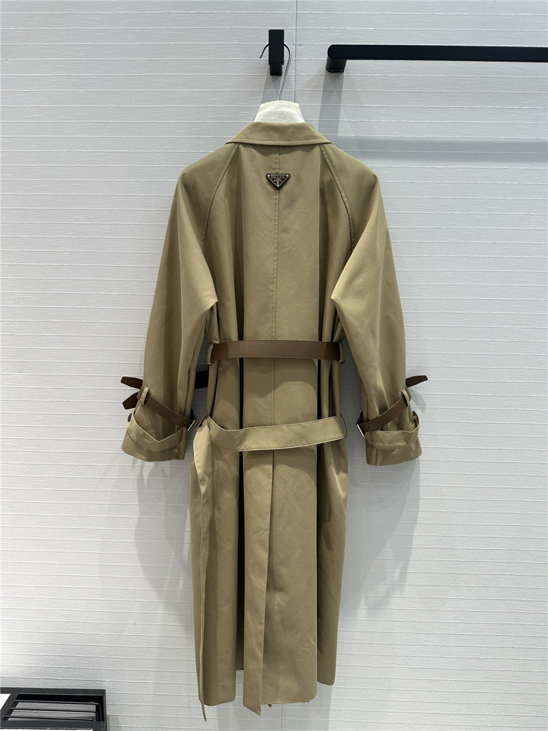 Pra*a waist long trench coat replica designer clothes