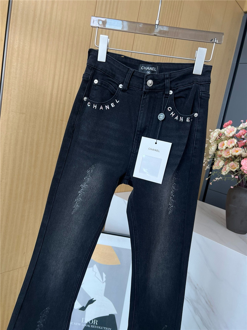Ch**el embroidered letters slightly spicy jeans replica clothing
