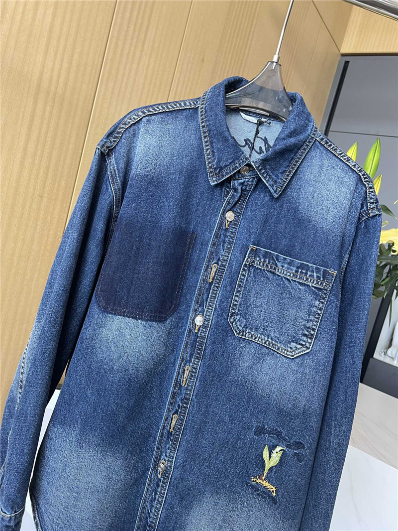 D10r floral slogan embroidered denim jacket replica clothes