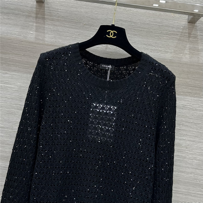 Ch**el hollow crochet top replica clothing sites
