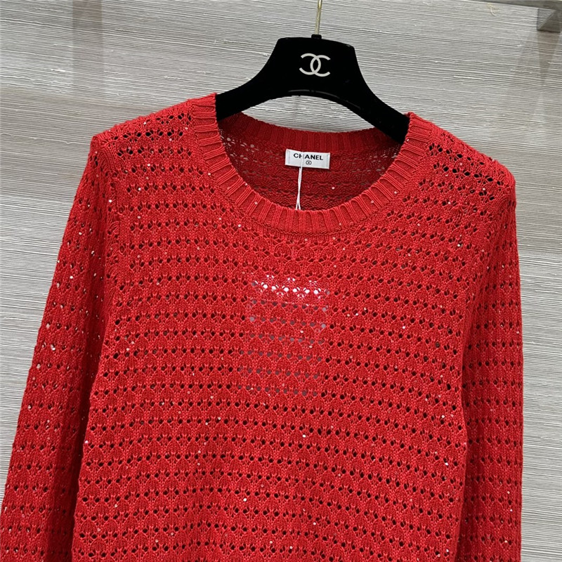Ch**el hollow crochet top replica clothing sites