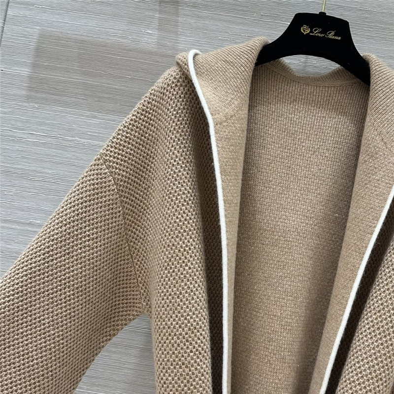L0r0 P1ana pure cashmere curly tie coat replica clothes