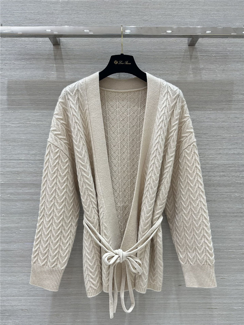 L0r0 P1ana pure cashmere curly tie coat replica clothes